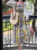 Anokhinaliza Summer Women Floral Elegant Casual Party Dress Spaghetti Strap Vintage A-Line Maxi Boho Vestidos Female Chic Robe Clothes
