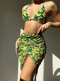 Anokhinaliza Print Thong Bikini Swimsuit With Kimono Sexy Brazilian Swimwear Women Bathing Swimming Swim Suit Female Beachwear