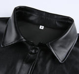 Anokhinaliza Women Basic Long Sleeve Leather Jacket  Autumn Streetwear Black Women Cropped Jacket  Gothic Vintage 90s Outfits