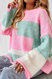 Anokhinaliza Color Block Round Neck Drop Shoulder Sweater