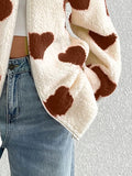 Anokhinaliza Heart Zip Up Drop Shoulder Furry Jacket