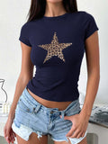 Anokhinaliza Devine Star Round Neck Short Sleeve T-Shirt