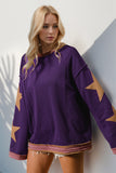 Anokhinaliza Double Take Star Patched Long Sleeve Sweatshirt