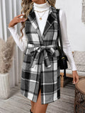 Anokhinaliza Perfee Tied Plaid Vest Coat