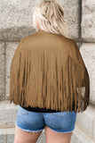 Anokhinaliza Plus Size Fringe Open Front Jacket