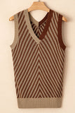 Anokhinaliza Striped Contrast V-Neck Sweater Vest