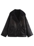 Anokhinaliza Collared Neck Long Sleeve Plush Jacket