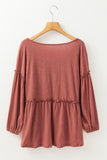 Anokhinaliza Frill V-Neck Long Sleeve Blouse