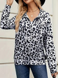 Anokhinaliza Full Size Leopard Collared Neck Zip Up Jacket