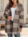 Anokhinaliza Plaid Long Sleeve Hooded Coat