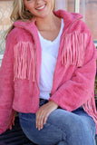 Anokhinaliza Fringed Zip Up Fleece Jacket