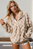 Anokhinaliza Double Take Checkered Long Sleeve Fuzzy Jacket