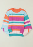 Anokhinaliza Striped Round Neck Drop Shoulder Sweater