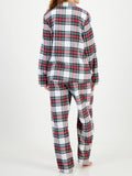 Anokhinaliza Plaid Collared Neck Button Up Top and Pants Lounge Set