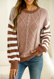 Anokhinaliza Striped Round Neck Dropped Shoulder Sweater