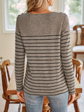 Anokhinaliza Lovelet Striped Round Neck Long Sleeve T-Shirt