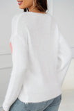 Anokhinaliza Heart V-Neck Long Sleeve Sweater