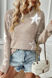 Anokhinaliza Star Round Neck Dropped Shoulder Sweater