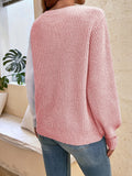 Anokhinaliza Contrast Heart Round Neck Long Sleeve Sweater