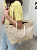 Anokhinaliza Solid Color Woven Tote Bag