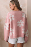 Anokhinaliza Pearl Trim Flower Round Neck Sweater