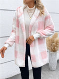 Anokhinaliza Plaid Long Sleeve Hooded Coat