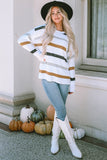 Anokhinaliza Striped Round Neck Dropped Shoulder Sweater