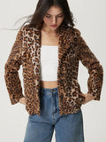 Anokhinaliza Fuzzy Leopard Collared Neck Jacket