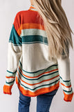 Anokhinaliza Contrast Striped Turtleneck Dropped Shoulder Sweater