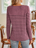 Anokhinaliza Lovelet Striped Round Neck Long Sleeve T-Shirt