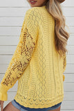 Anokhinaliza Openwork Round Neck Long Sleeve Sweater