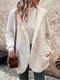 Anokhinaliza Open Front Long Sleeve Hooded Fuzzy Cardigan