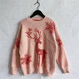 Anokhinaliza Reindeer and Snowflake Pattern Sweater