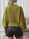 Anokhinaliza Cable-Knit Collared Neck Faux Layered Sweater