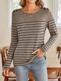 Anokhinaliza Lovelet Striped Round Neck Long Sleeve T-Shirt