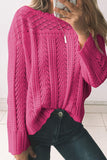 Anokhinaliza Openwork Round Neck Long Sleeve Knit Top