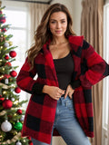 Anokhinaliza Plaid Long Sleeve Hooded Coat