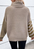 Anokhinaliza Striped & Checkered Turtleneck Dropped Shoulder Sweater