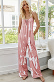 Anokhinaliza Shiny Tie-Dye Spaghetti Strap Jumpsuit with Pockets