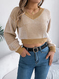 Anokhinaliza Striped V-Neck Long Sleeve Sweater