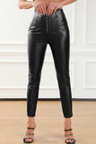 Anokhinaliza Zip Up PU Leather Skinny Cropped Pants