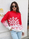 Anokhinaliza Snowflake Pattern Mock Neck Sweater