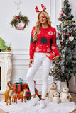 Anokhinaliza Christmas Tree Round Neck Long Sleeve Sweater