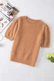 Anokhinaliza Fuzzy Round Neck Half Sleeve Sweater