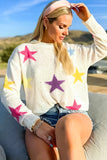 Anokhinaliza Contrast Star Round Neck Sweater