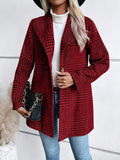 Anokhinaliza Plaid Collared Neck Long Sleeve Jacket