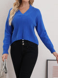 Anokhinaliza V-Neck Long Sleeve Sweater