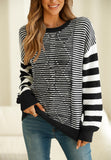 Anokhinaliza Striped Round Neck Dropped Shoulder Sweater