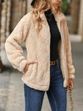 Anokhinaliza Fuzzy Pocketed Zip Up Jacket