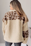 Anokhinaliza Pocketed Leopard Collared Neck Sherpa Jacket